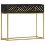 vidaXL Table console Noir et doré 90x30x75 cm Bois de manguier massif