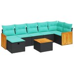 vidaXL Salon de jardin 8 Pièces avec coussins noir résine tressée