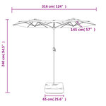 vidaXL Parasol de jardin à double tête avec LED blanc sable 316x145 cm
