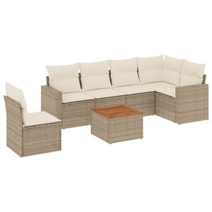 vidaXL Salon de jardin avec coussins 7 Pièces beige résine tressée
