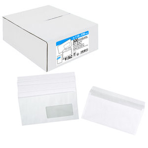 Enveloppe autocollante blanche 110x220 80g F 35x100 - Lot de 500