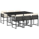 vidaXL Ensemble à manger de jardin coussins 7Pièces Noir Résine tressée