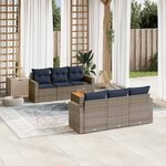 vidaXL Salon de jardin 7 Pièces avec coussins gris résine tressée