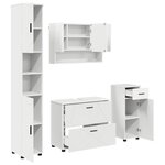 vidaXL Ensemble de mobilier de salle de bain avec tiroir 4 Pièces Blanc