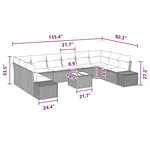 vidaXL Ensemble de canapé de jardin 11 Pièces Marron et rouge