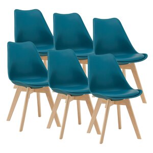 Lot de 6 chaises de salle à manger similicuir hêtre turquoise 03_0006784