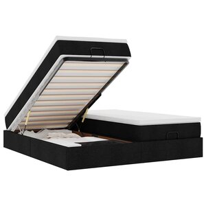 VidaXL Cadre de lit ottoman avec matelas noir 200x200cm tissu