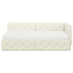vidaXL Cadre de lit d'angle avec matelas Crème 100 x 200 cm Velours