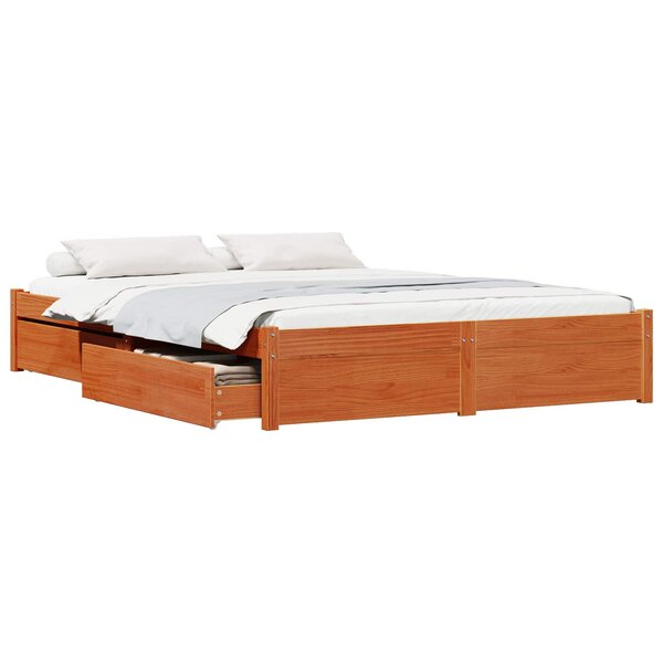 vidaXL Cadre de lit Cire marron 120 x 200 cm Bois de Pin Massif