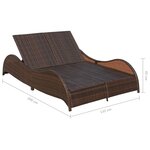 vidaXL Chaise longue double avec coussin Résine tressée Marron