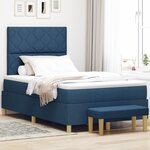 vidaXL Lit à Ressorts avec Matelas & Banc Bleu 120x190 cm Tissu