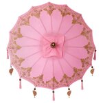 vidaXL Parasol avec Base Rose et Marron 250 cm Coton et bois