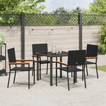 vidaXL Ensemble de salle à manger de jardin 5 pièces Noir Poly Rattan