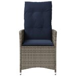vidaXL Chaise de jardin inclinable avec coussins en résine tressée grise