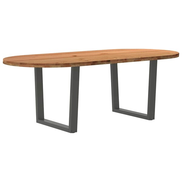 vidaXL Table à manger 220x100x74 cm bois de chêne massif ovale