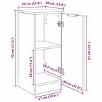 vidaXL Buffet chêne artisanal 30 x 30 x 70 cm Bois d'ingénierie