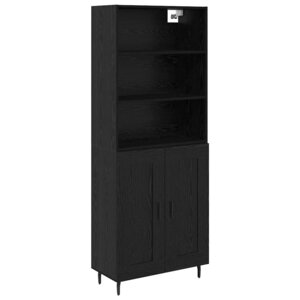 vidaXL Haut Armoire 2 Pièces Chêne noir Bois Aggloméré et Verre