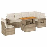 vidaXL Salon de jardin avec coussins 7 Pièces beige résine tressée