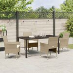 vidaXL Ensemble de salle à manger pour jardin 5 Pièces Beige Poly rotin