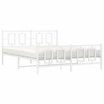 vidaXL Cadre de lit métal sans matelas et pied de lit blanc 150x200 cm