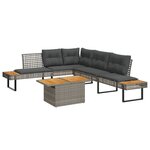 vidaXL Salon de jardin avec coussins 5 Pièces gris résine tressée acacia