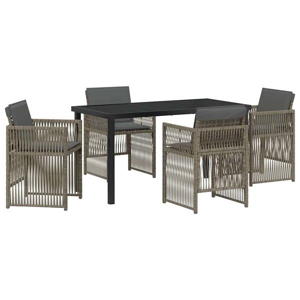 vidaXL Ensemble de salle à manger pour jardin 5 Pièces Gris Poly rotin