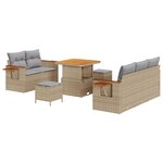 vidaXL Ensemble de canapé de jardin 8 Pièces Beige polyrotin
