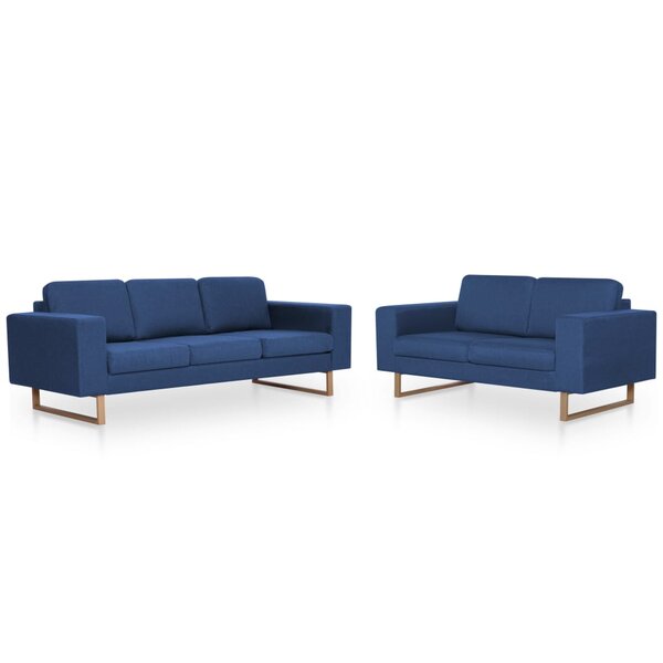 vidaXL Ensemble de canapé 2 Pièces Tissu Bleu