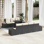 vidaXL Ensemble de canapé de jardin avec coussin 8 Pièces Noir et crème