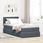 vidaXL Lit de Rangement Gris foncé 100 x 200 cm Velours