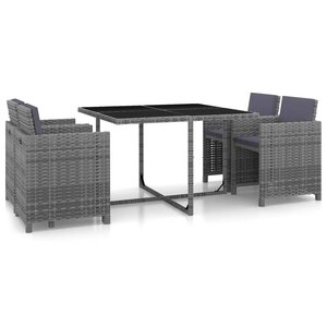 vidaXL Ensemble à manger d'extérieur 5Pièces coussins résine tressée gris