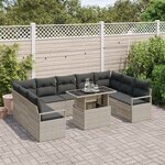 vidaXL Ensemble de canapé de jardin 10 Pièces Gris clair Poly rotin