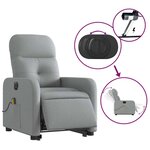 vidaXL Fauteuil inclinable de massage électrique Gris clair Tissu