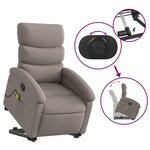 vidaXL Fauteuil inclinable de massage Taupe Tissu