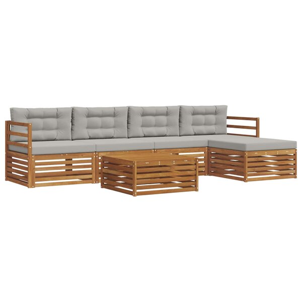 vidaXL Ensemble de canapés d'extérieur 6 pc Gris Naturel et Clair