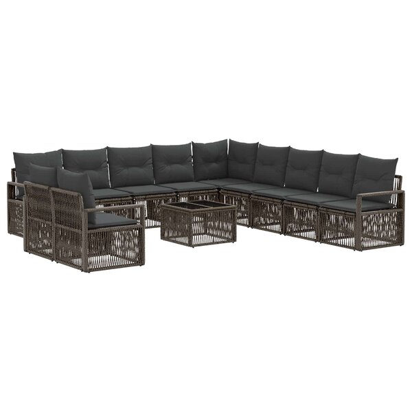 vidaXL Ensemble de canapé de jardin 12 Pièces Gris polyrotin