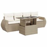 vidaXL Salon de jardin avec coussins 5 Pièces beige résine tressée