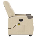 vidaXL Fauteuil inclinable de massage électrique Crème Tissu