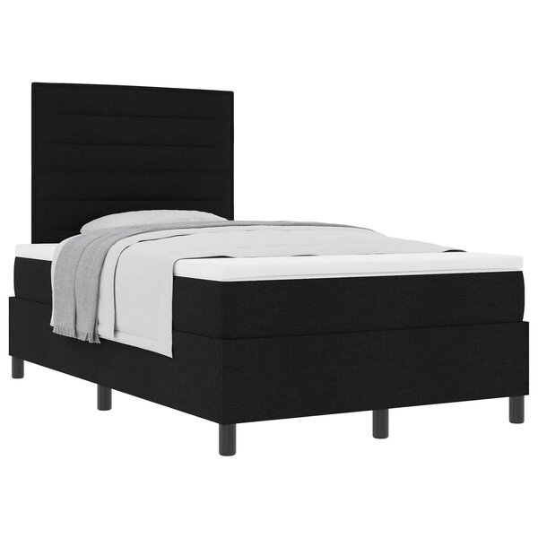vidaXL Lit à ressorts avec matelas Noir 120 x 200 cm tissu