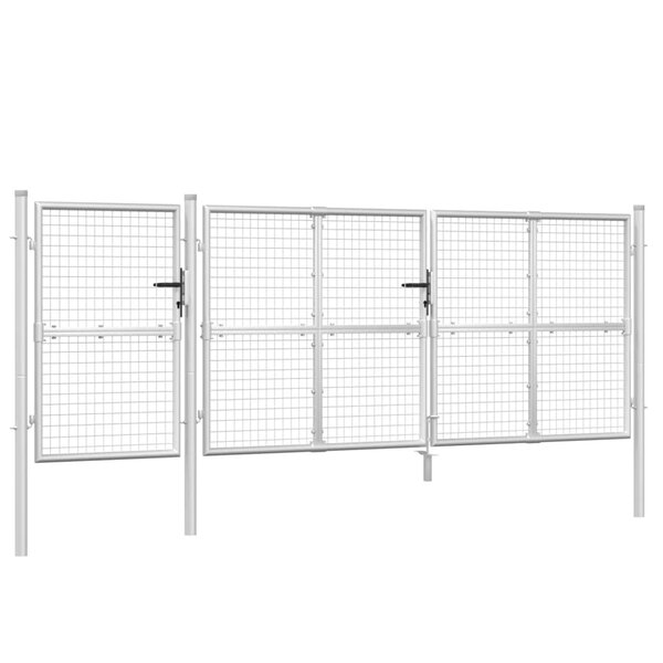 vidaXL Portal de jardin maille argenté 400x175 cm acier galvanisé