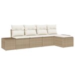 vidaXL Ensemble de 5 pièces de canapé de jardin avec coussins beige en poly rotin
