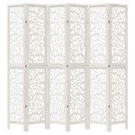 vidaXL Cloison de séparation 6 panneaux blanc bois de paulownia massif