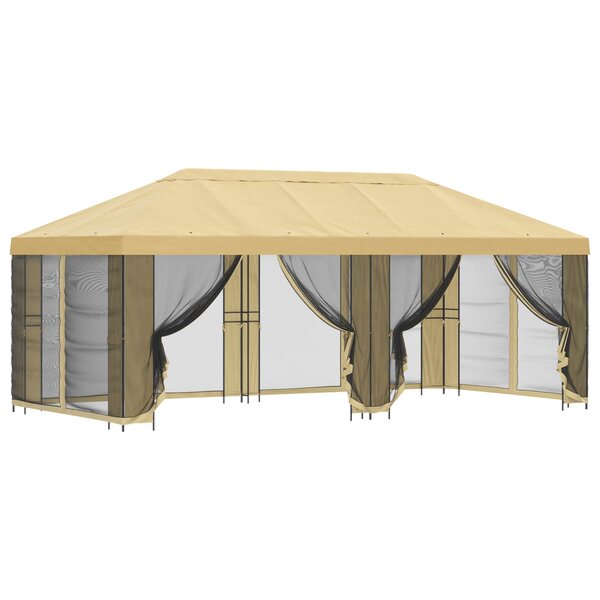 vidaXL Abri de jardin avec parois 6 x 3 m Crème Polyester et Acier