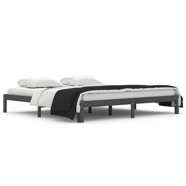 vidaXL Cadre de lit Gris Bois de pin massif 200x200 cm