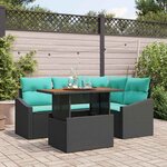 vidaXL Ensemble de salle à manger pour jardin 5 Pièces Noir et Sarcelle