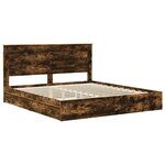 vidaXL Lit de Rangement Chêne fumé 180 x 200 cm Bois d'ingénierie
