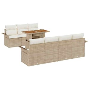 vidaXL Ensemble de canapé de jardin avec coussin 8 Pièces beige et crème