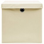 vidaXL Boîtes de rangement à couvercles 4 Pièces Crème 32x32x32 cm Tissu