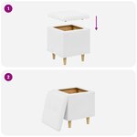 vidaXL Pouf de rangement Blanc 40 x 40 x 45 cm Simili cuir