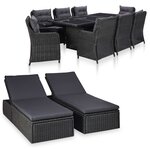 vidaXL Ensemble à manger d'extérieur 11 Pièces Résine tressée Noir